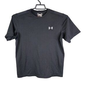 Mens Black Under Armour Fitted HeatGear Shirt Crew Neck Short Sleeve Size L